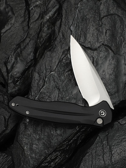 Civivi Kitefin Button Lock 3.22" Sandvik 14C28N Black Aluminium Folding Knife C24091-1