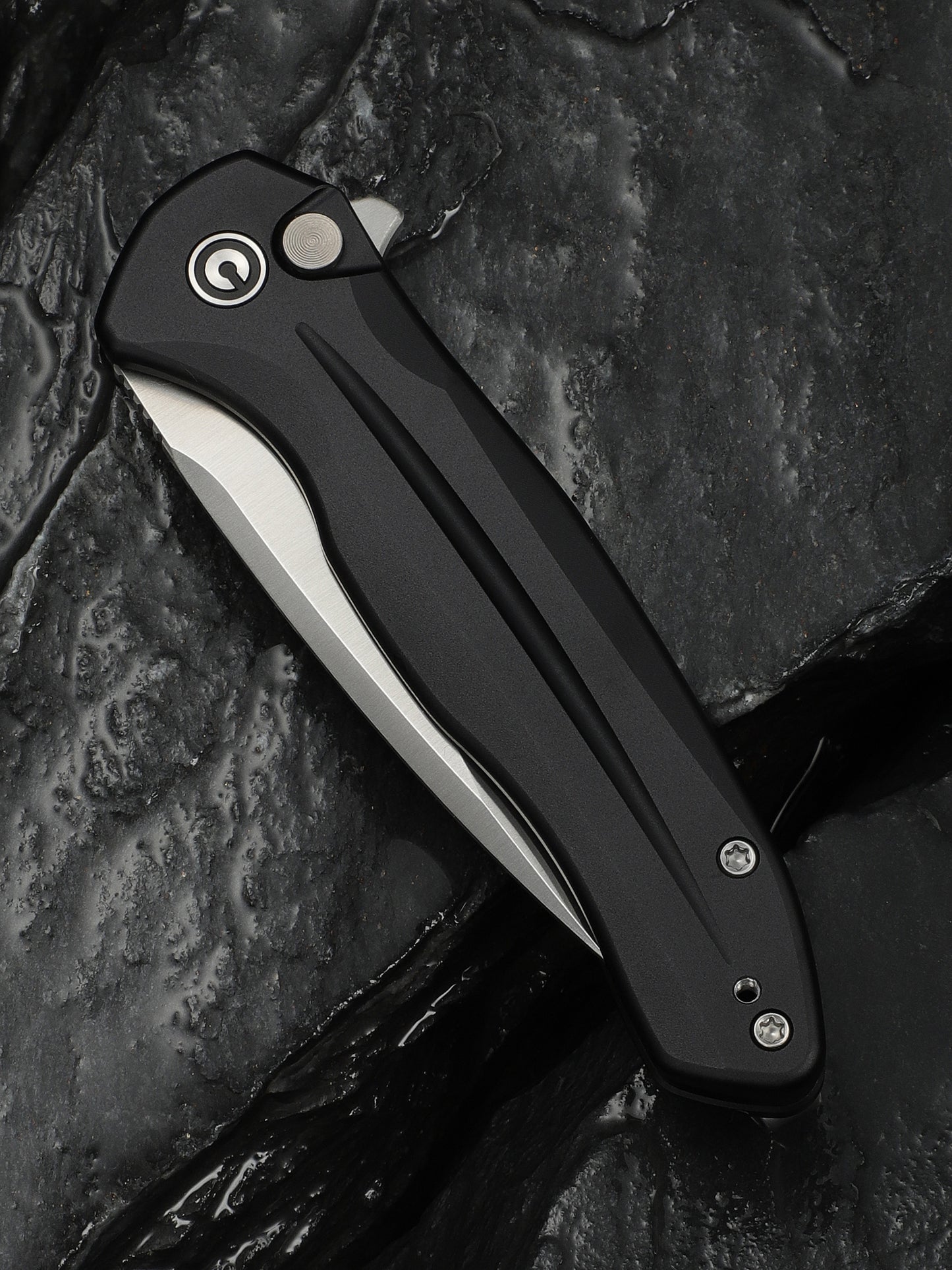 Civivi Kitefin Button Lock 3.22" Sandvik 14C28N Black Aluminium Folding Knife C24091-1