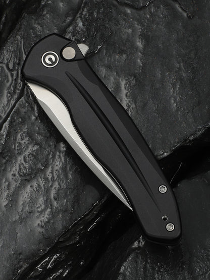Civivi Kitefin Button Lock 3.22" Sandvik 14C28N Black Aluminium Folding Knife C24091-1