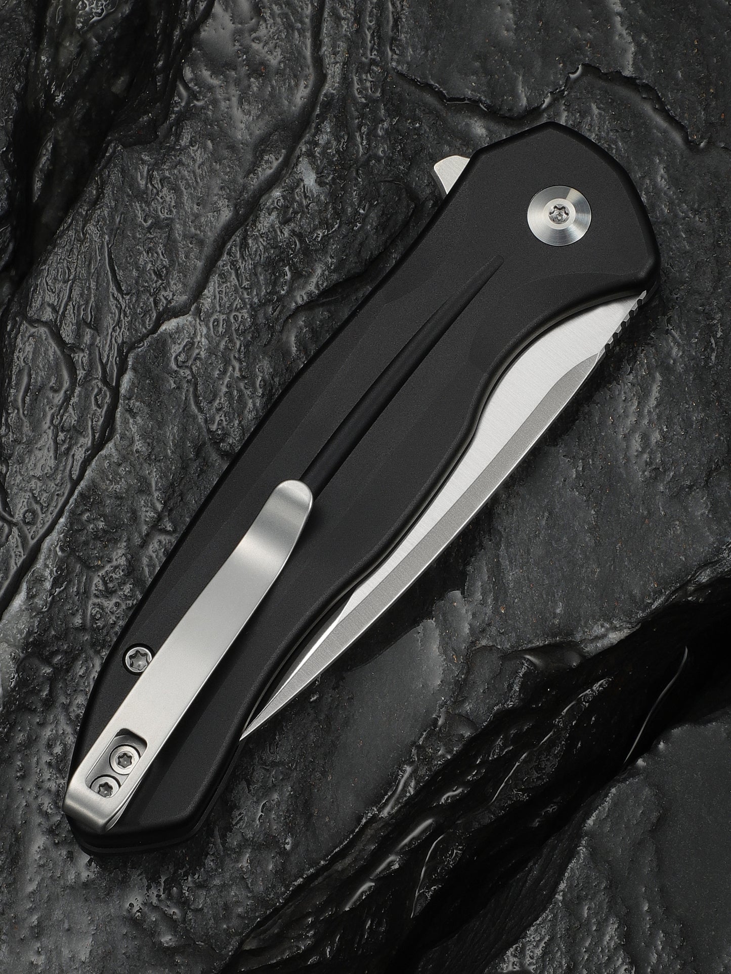 Civivi Kitefin Button Lock 3.22" Sandvik 14C28N Black Aluminium Folding Knife C24091-1