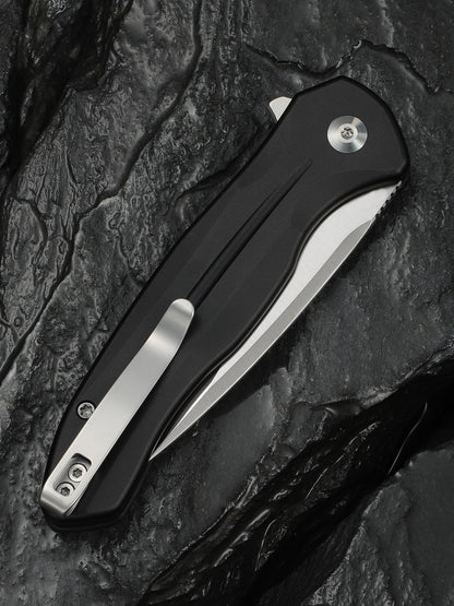 Civivi Kitefin Button Lock 3.22" Sandvik 14C28N Black Aluminium Folding Knife C24091-1