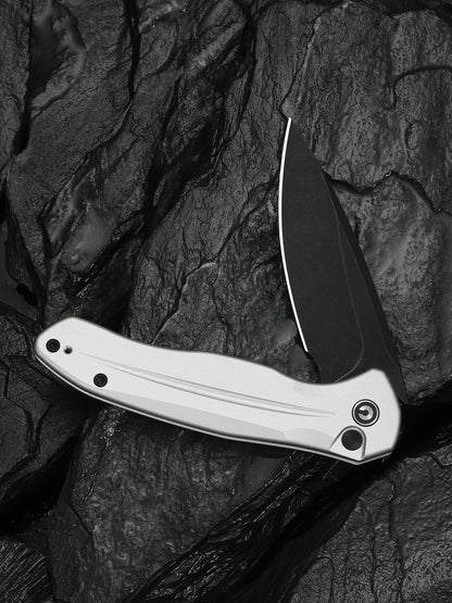 Civivi Kitefin Button Lock 3.22" Sandvik 14C28N Black / Silver Aluminium Folding Knife C24091-2