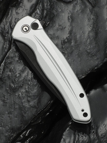 Civivi Kitefin Button Lock 3.22" Sandvik 14C28N Black / Silver Aluminium Folding Knife C24091-2