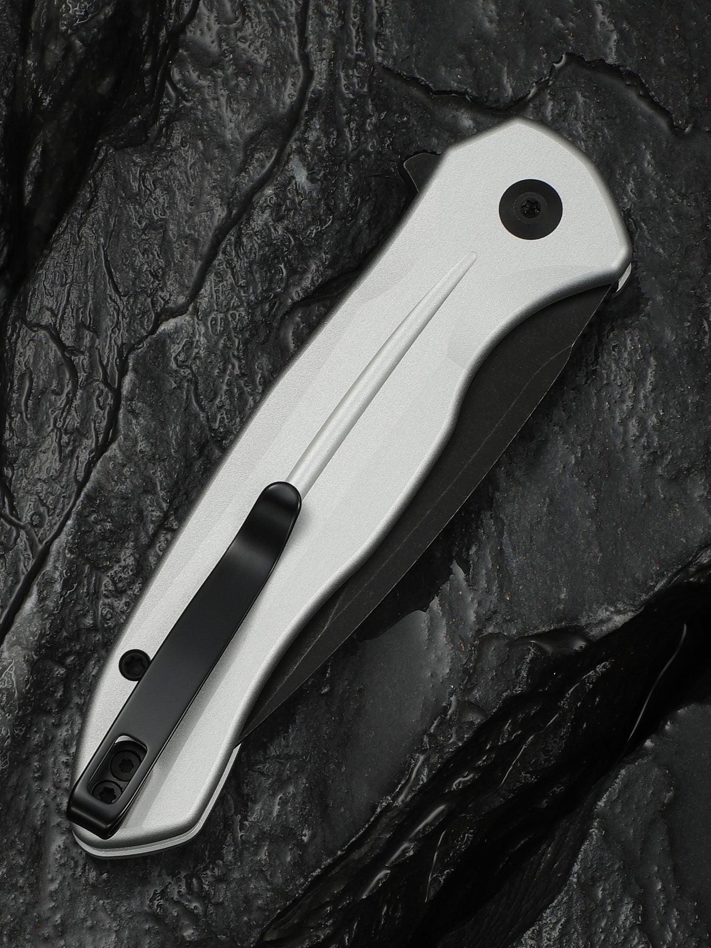 Civivi Kitefin Button Lock 3.22" Sandvik 14C28N Black / Silver Aluminium Folding Knife C24091-2