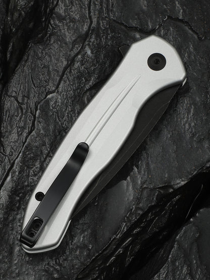 Civivi Kitefin Button Lock 3.22" Sandvik 14C28N Black / Silver Aluminium Folding Knife C24091-2