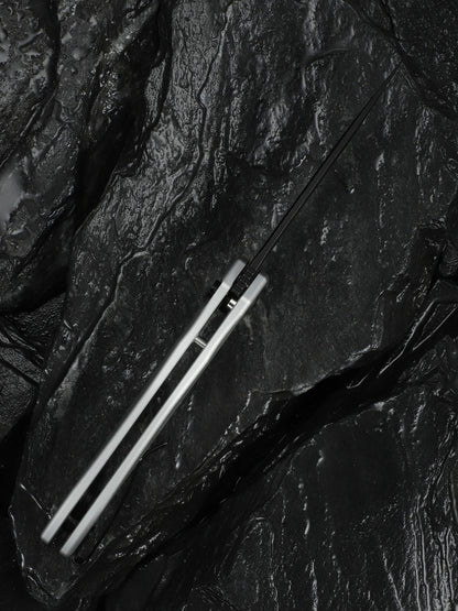 Civivi Kitefin Button Lock 3.22" Sandvik 14C28N Black / Silver Aluminium Folding Knife C24091-2