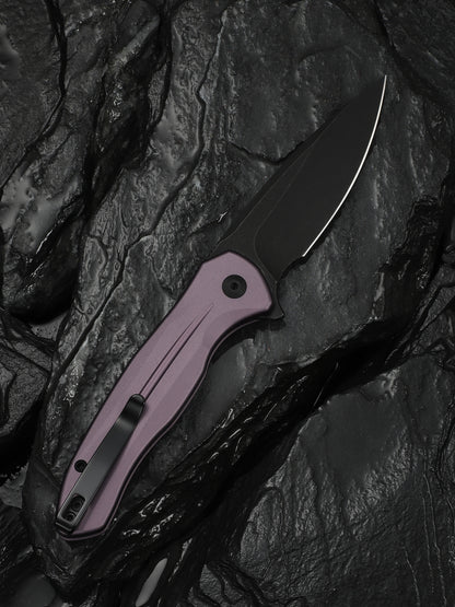 Civivi Kitefin Button Lock 3.22" Sandvik 14C28N Black / Purple Aluminium Folding Knife C24091-3