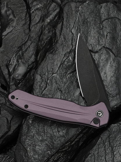 Civivi Kitefin Button Lock 3.22" Sandvik 14C28N Black / Purple Aluminium Folding Knife C24091-3