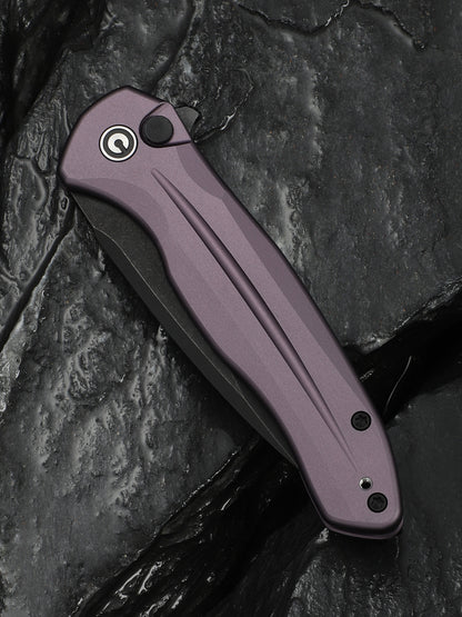 Civivi Kitefin Button Lock 3.22" Sandvik 14C28N Black / Purple Aluminium Folding Knife C24091-3