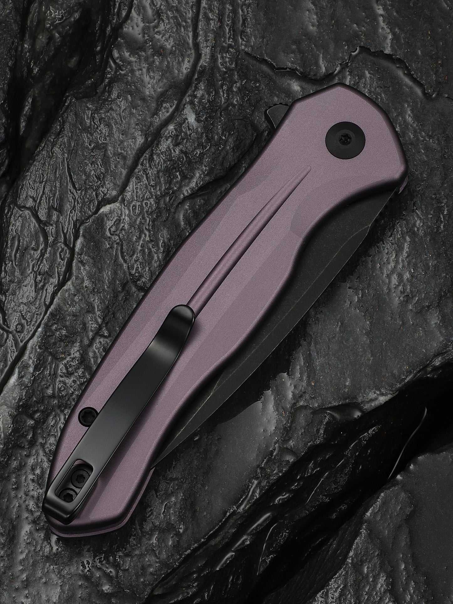 Civivi Kitefin Button Lock 3.22" Sandvik 14C28N Black / Purple Aluminium Folding Knife C24091-3