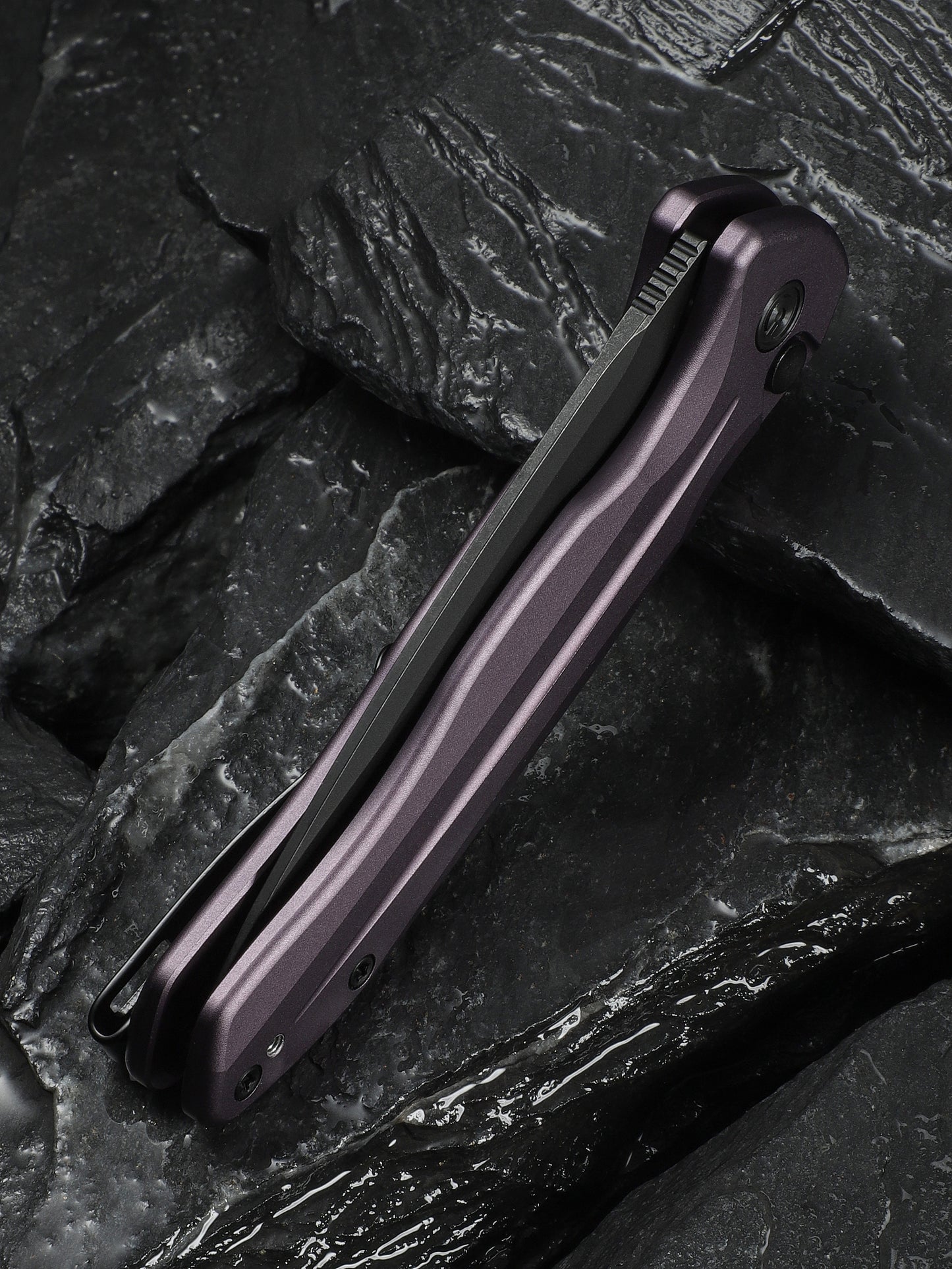 Civivi Kitefin Button Lock 3.22" Sandvik 14C28N Black / Purple Aluminium Folding Knife C24091-3