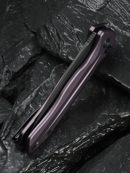 Civivi Kitefin Button Lock 3.22" Sandvik 14C28N Black / Purple Aluminium Folding Knife C24091-3