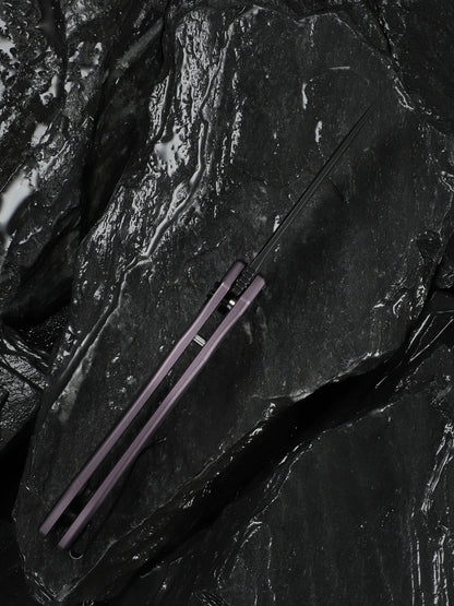 Civivi Kitefin Button Lock 3.22" Sandvik 14C28N Black / Purple Aluminium Folding Knife C24091-3