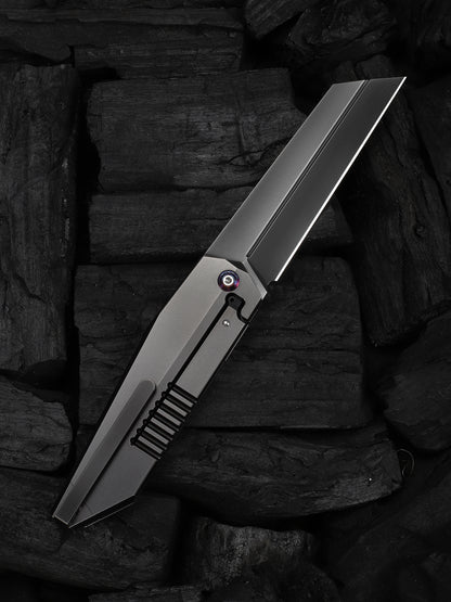 WE Collinear 3.67" Bohler M390 Polished Gray Satin Titanium Folding Knife WE22034D-4