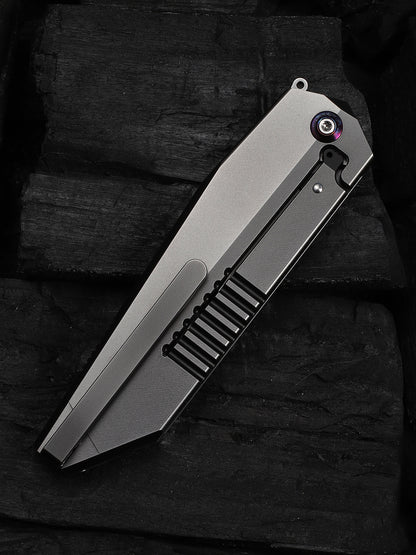 WE Collinear 3.67" Bohler M390 Polished Gray Satin Titanium Folding Knife WE22034D-4