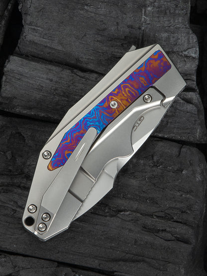 WE Coral SLT 2.95" CPM 20CV Timascus Inlay Titanium Folding Knife WE24044-4