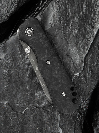 Civivi Crabby 2.7" Damascus Shredded Carbon Fiber Folding Knife by Ken Onion Jr C24055-DS1