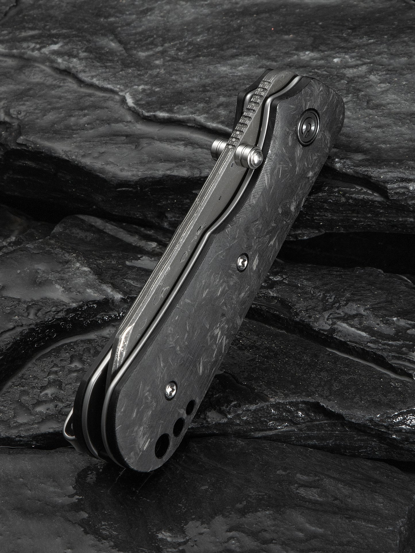 Civivi Crabby 2.7" Damascus Shredded Carbon Fiber Folding Knife by Ken Onion Jr C24055-DS1