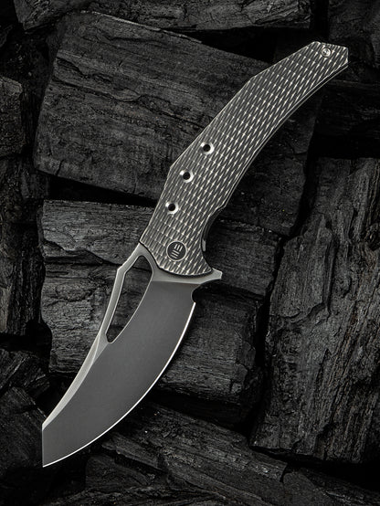 WE Epaulette 3.45" M390 Polished Gray Titanium Folding Knife by Gavko Knives WE24024-4