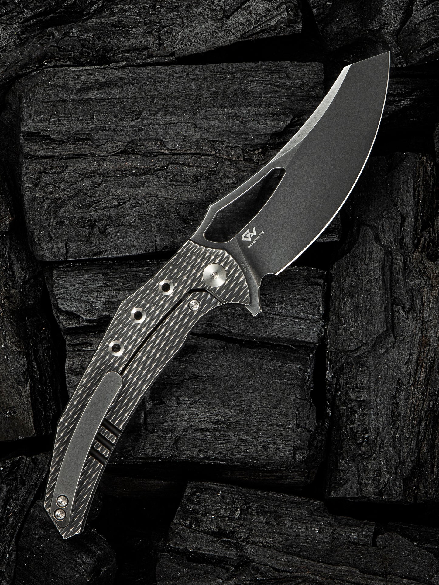 WE Epaulette 3.45" M390 Polished Gray Titanium Folding Knife by Gavko Knives WE24024-4