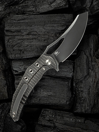 WE Epaulette 3.45" M390 Polished Gray Titanium Folding Knife by Gavko Knives WE24024-4