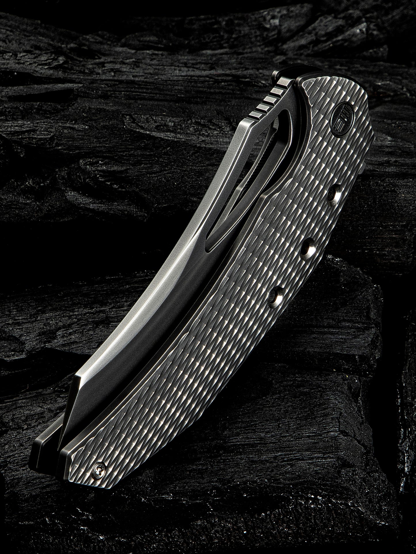 WE Epaulette 3.45" M390 Polished Gray Titanium Folding Knife by Gavko Knives WE24024-4