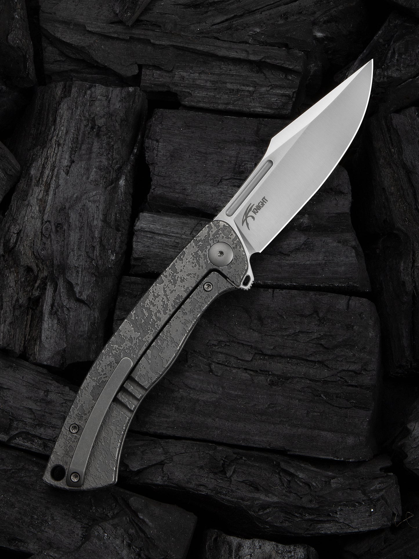 WE Essential Knight 3.6" Bohler M390 Etched Titanium Folding Knife by Jason Knight WE24003-3