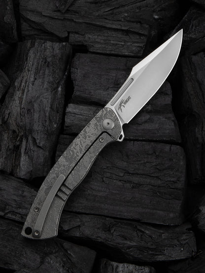 WE Essential Knight 3.6" Bohler M390 Etched Titanium Folding Knife by Jason Knight WE24003-3