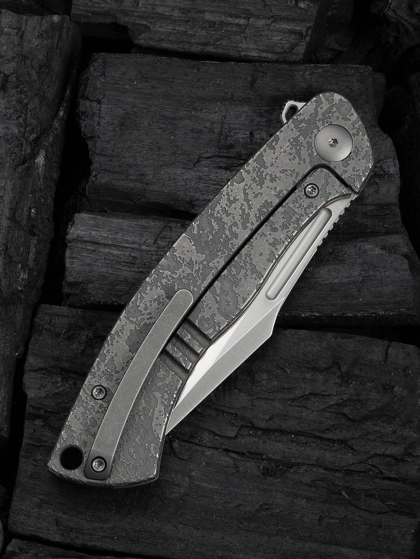 WE Essential Knight 3.6" Bohler M390 Etched Titanium Folding Knife by Jason Knight WE24003-3
