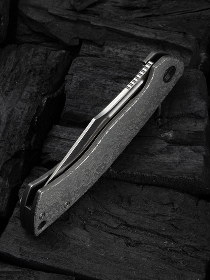 WE Essential Knight 3.6" Bohler M390 Etched Titanium Folding Knife by Jason Knight WE24003-3