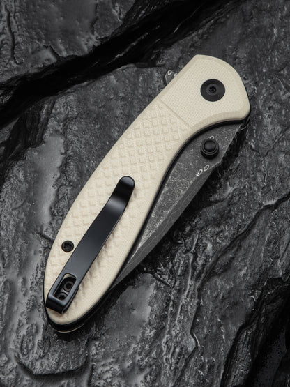 Civivi Faeger 2.98" Damascus Ivory G10 Button Lock Folding Knife C24031-DS1