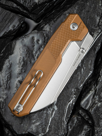 Civivi Hid 4.14" Sandvik 14C28N Brown G10 Folding Knife by Ostap Hel C23008-3