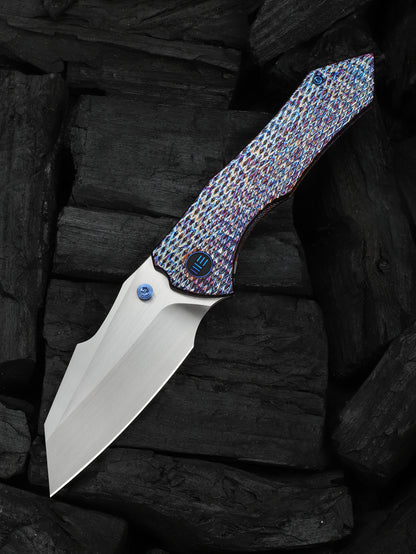 WE Knife High-Fin XL 3.48" CPM 20CV Flamed Titanium Folding Knife WE24010-5