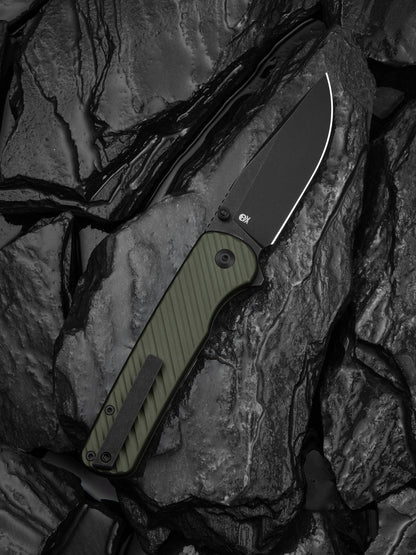 Civivi Iron Tide 3.24" Sandvik 14C28N Forest Green Aluminium Button-Lock Folding Knife C25011-2