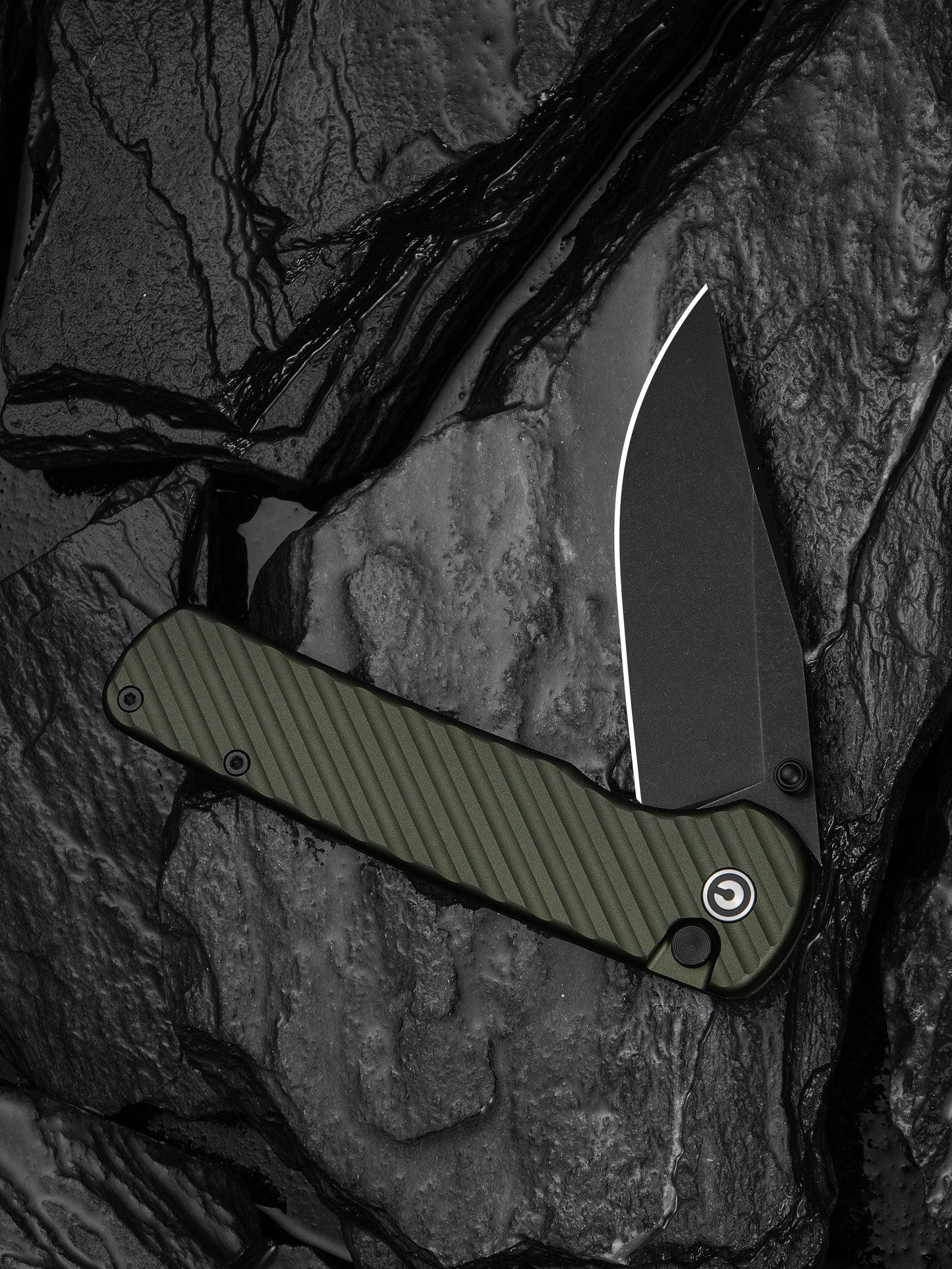 Civivi Iron Tide 3.24" Sandvik 14C28N Forest Green Aluminium Button-Lock Folding Knife C25011-2