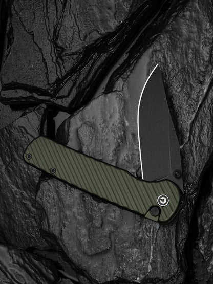 Civivi Iron Tide 3.24" Sandvik 14C28N Forest Green Aluminium Button-Lock Folding Knife C25011-2