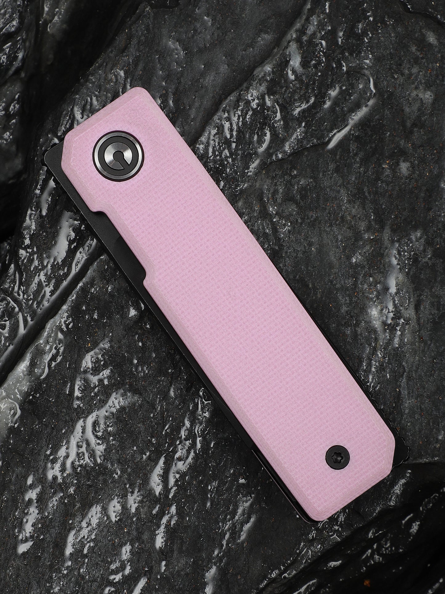 Civivi Kukei 2.02" Nitro-V Black/Pink G10 Folding Knife with Leather Sheath C25036-1