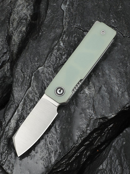 Civivi Kukei 2.02" Nitro-V Natural G10 Folding Knife with Leather Sheath C25036-2