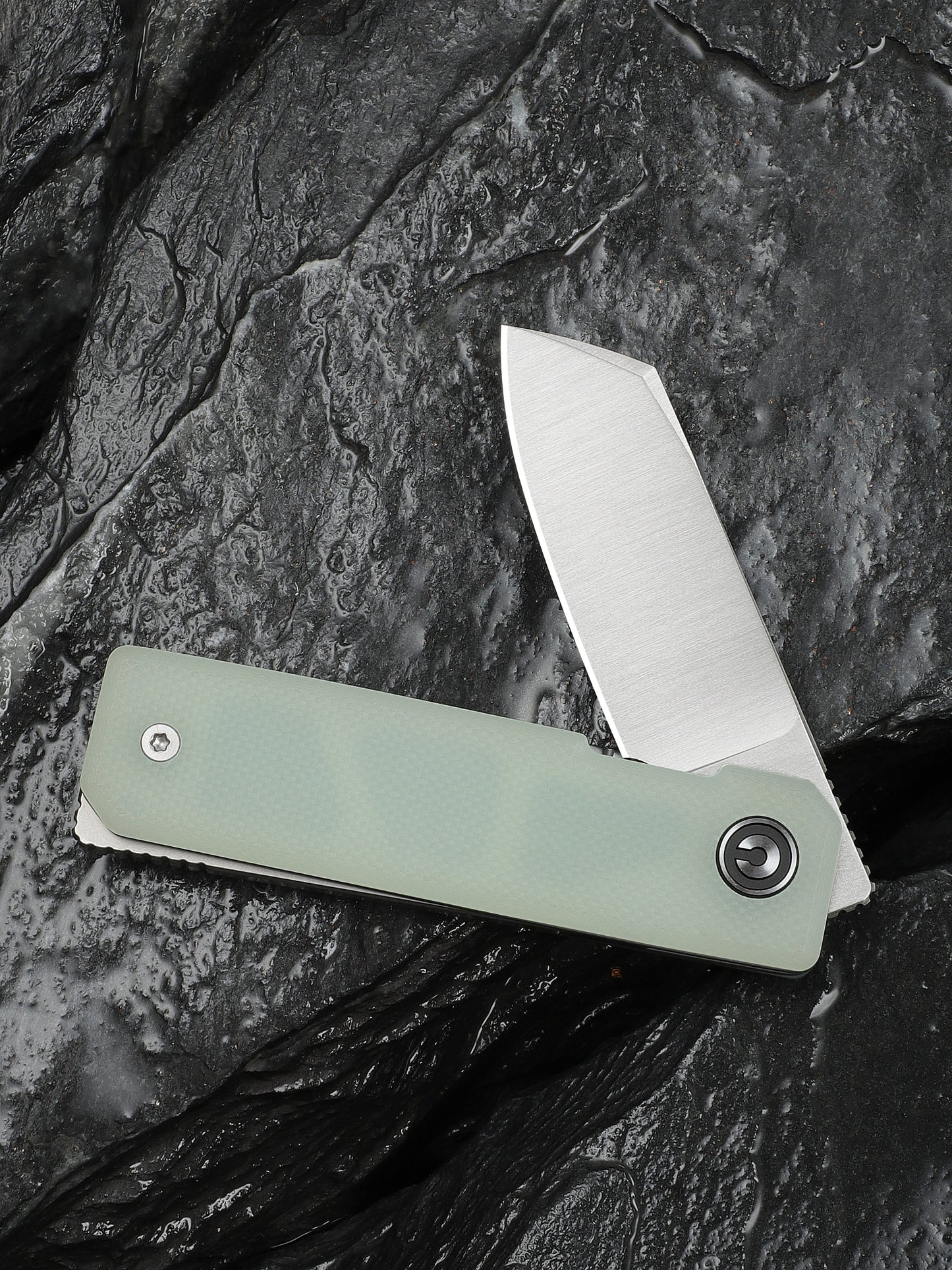 Civivi Kukei 2.02" Nitro-V Natural G10 Folding Knife with Leather Sheath C25036-2