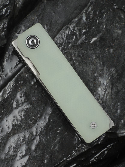 Civivi Kukei 2.02" Nitro-V Natural G10 Folding Knife with Leather Sheath C25036-2