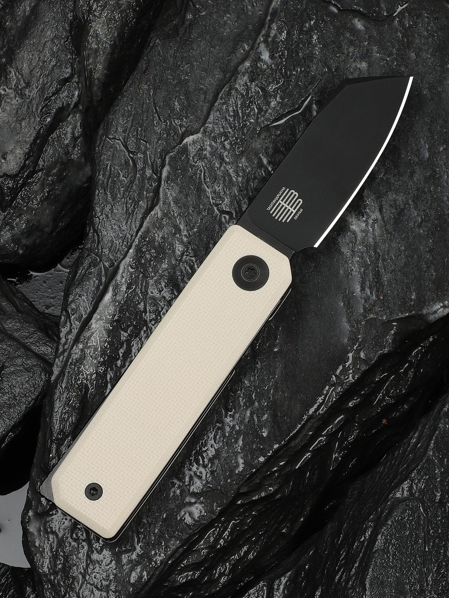 Civivi Kukei 2.02" Nitro-V Black/Ivory G10 Folding Knife with Leather Sheath C25036-3