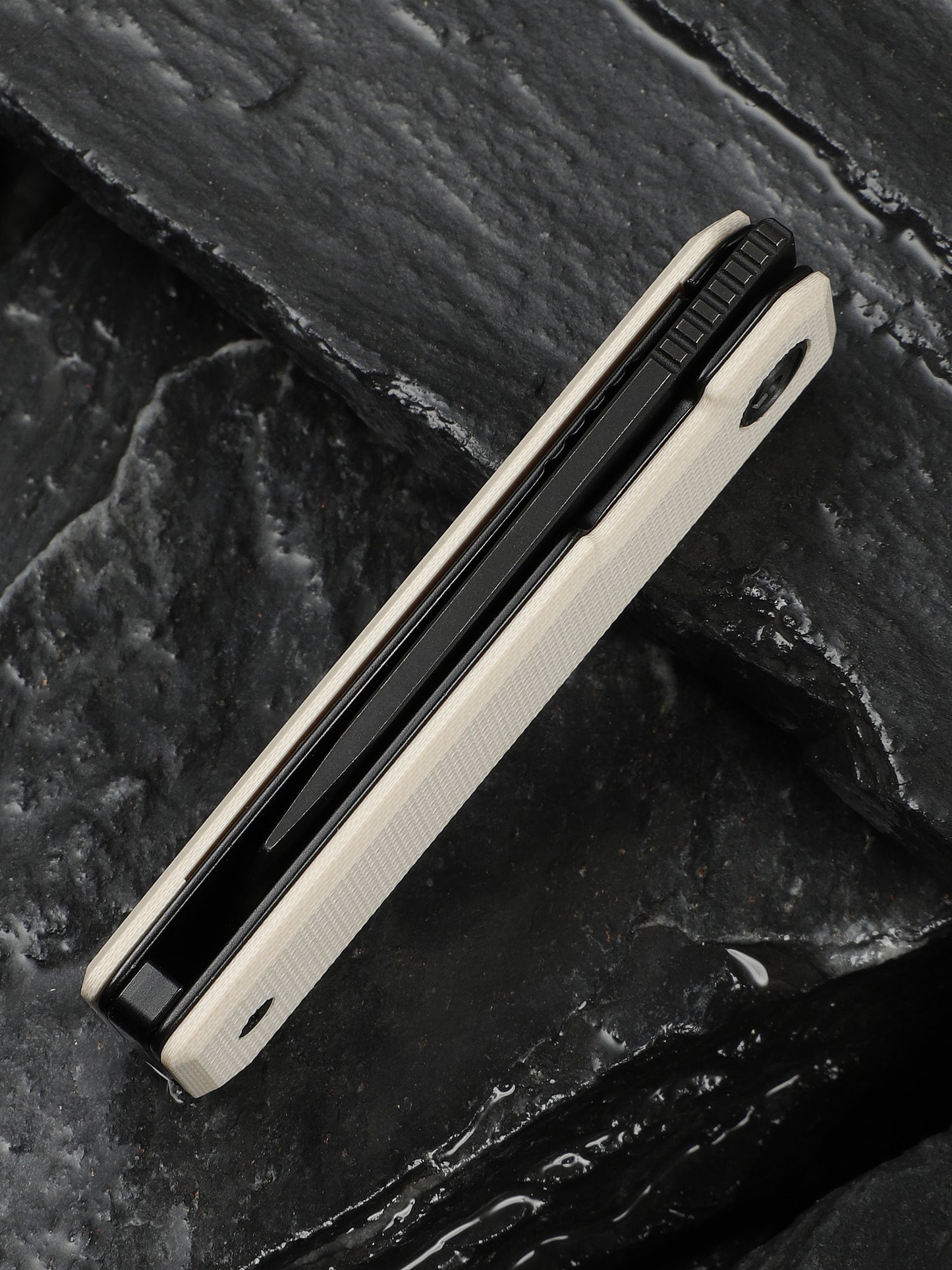 Civivi Kukei 2.02" Nitro-V Black/Ivory G10 Folding Knife with Leather Sheath C25036-3