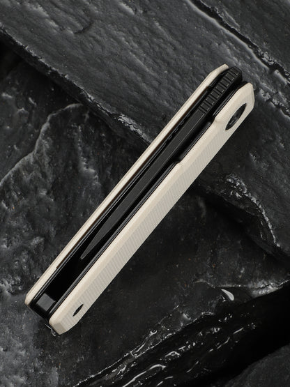 Civivi Kukei 2.02" Nitro-V Black/Ivory G10 Folding Knife with Leather Sheath C25036-3