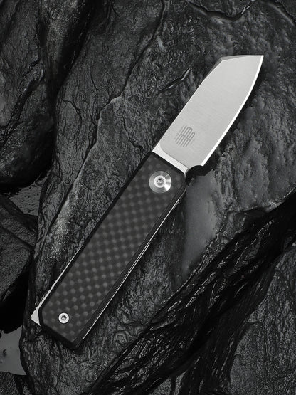 Civivi Kukei 2.02" Nitro-V Twill Carbon Fiber G10 Folding Knife with Leather Sheath C25036-4