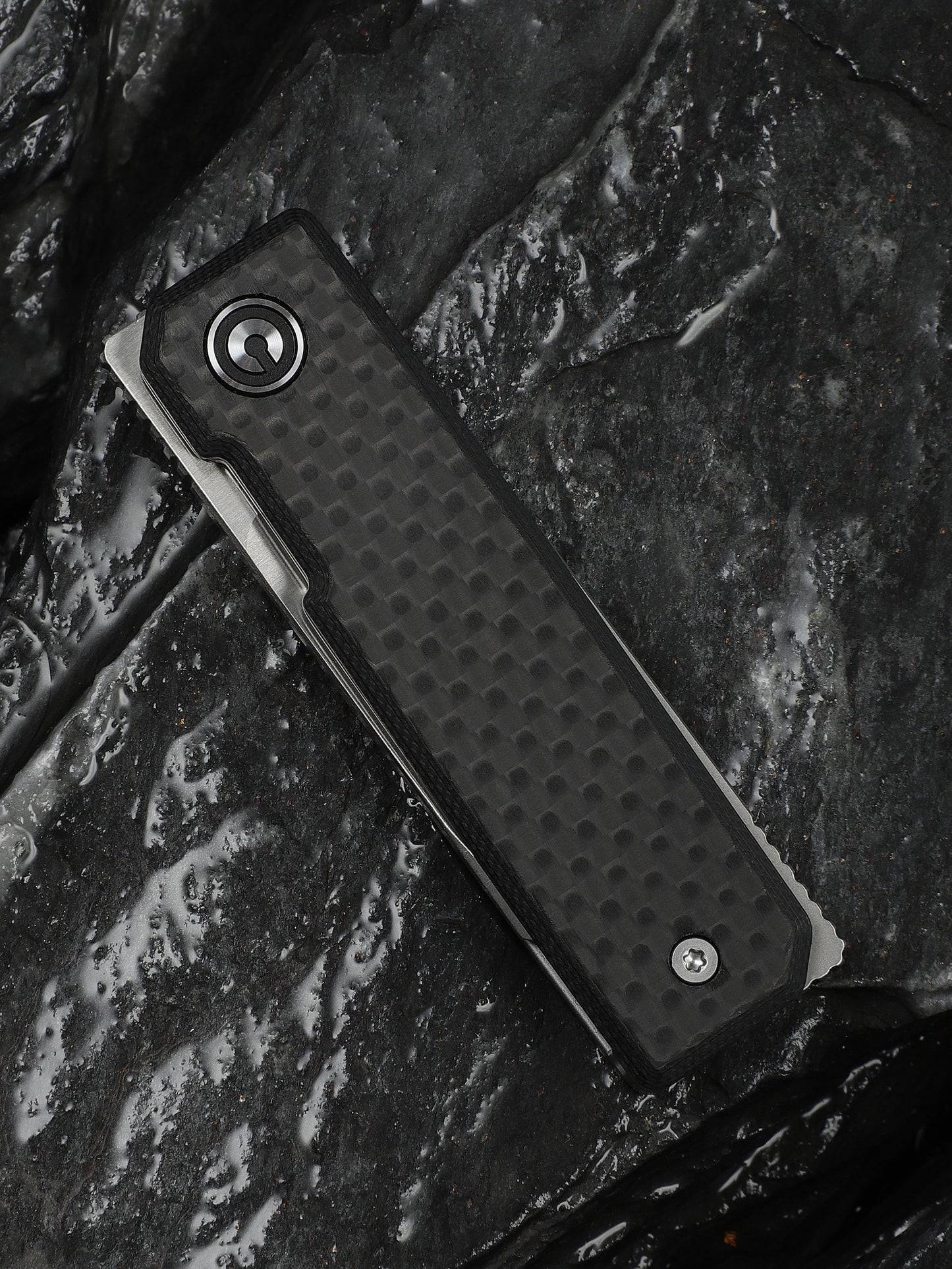 Civivi Kukei 2.02" Nitro-V Twill Carbon Fiber G10 Folding Knife with Leather Sheath C25036-4