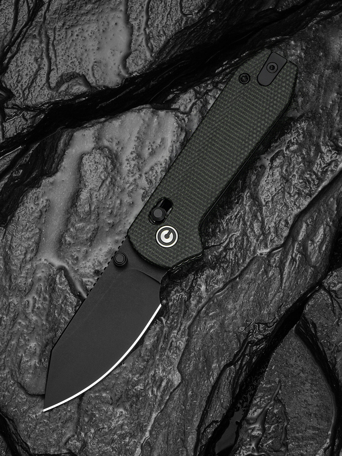 Civivi Lil Yonder 2.44" Sandvik 14C28N Dark Green Canvas Micarta Crossbar Lock Folding Knife C25025B-2