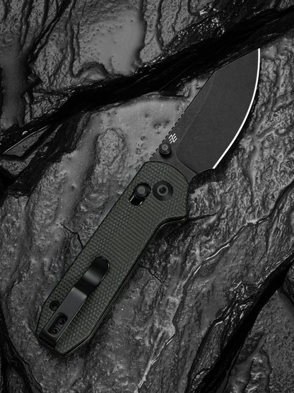 Civivi Lil Yonder 2.44" Sandvik 14C28N Dark Green Canvas Micarta Crossbar Lock Folding Knife C25025B-2