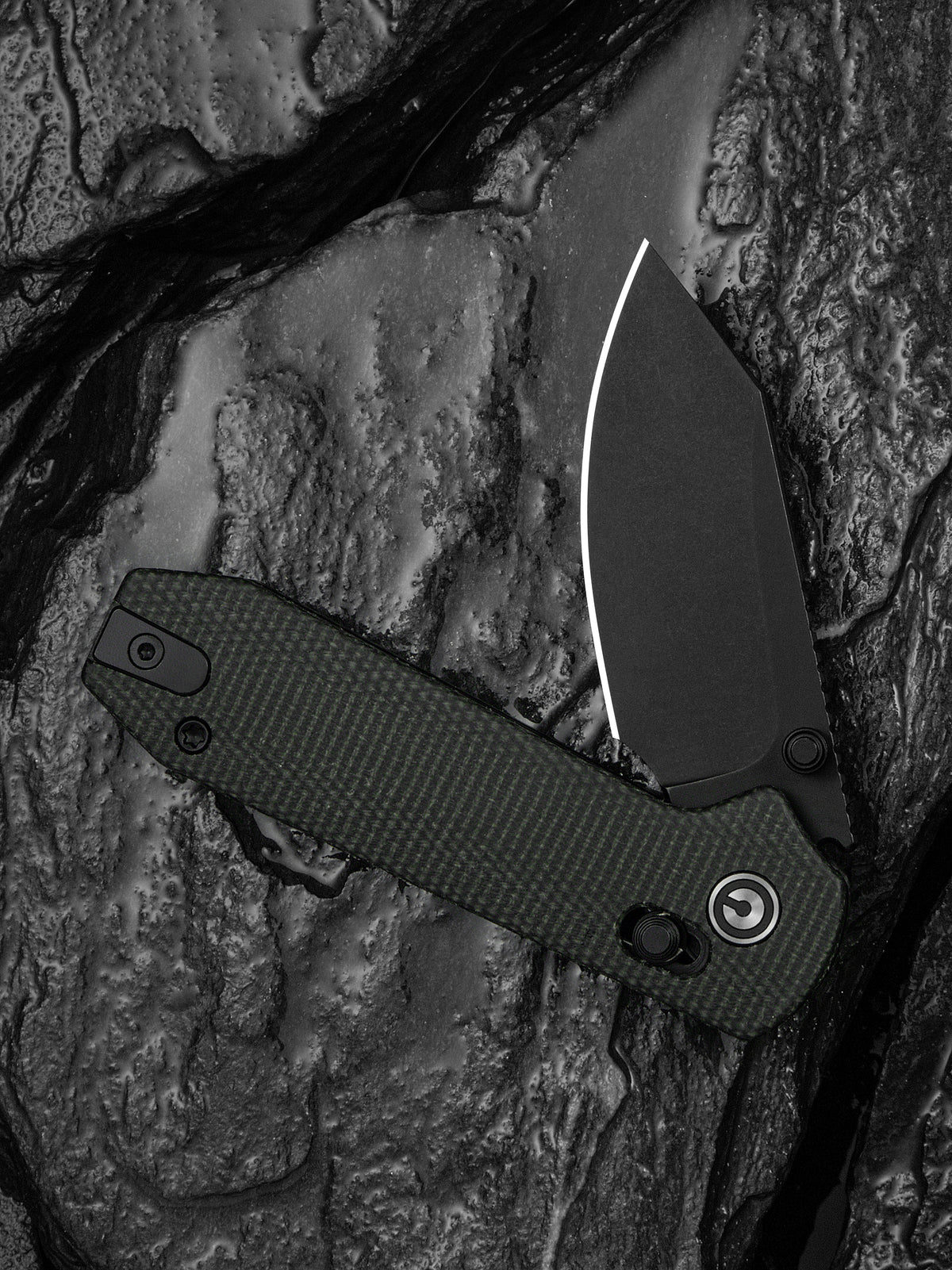 Civivi Lil Yonder 2.44" Sandvik 14C28N Dark Green Canvas Micarta Crossbar Lock Folding Knife C25025B-2
