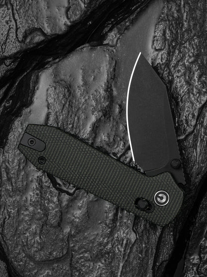 Civivi Lil Yonder 2.44" Sandvik 14C28N Dark Green Canvas Micarta Crossbar Lock Folding Knife C25025B-2