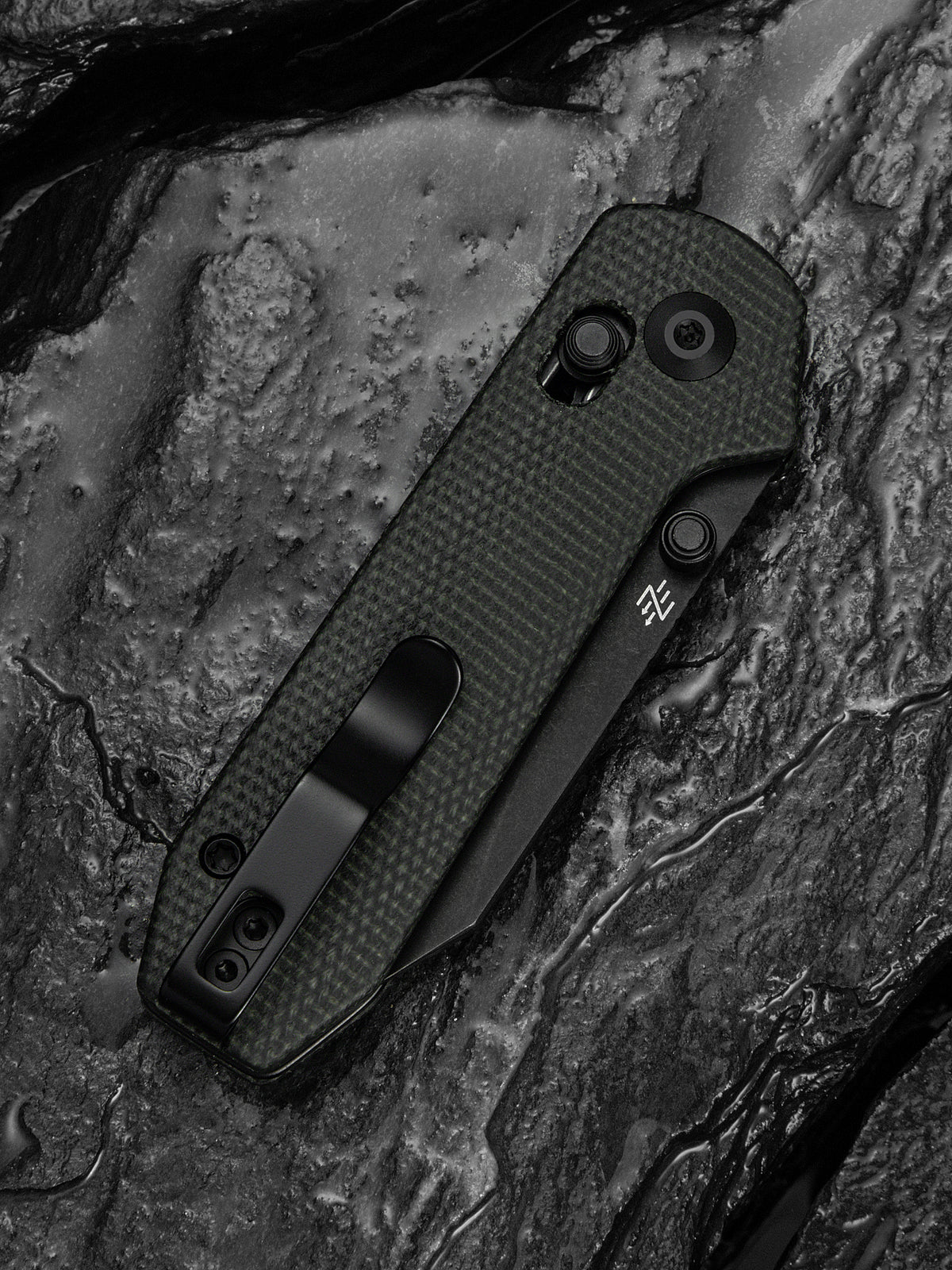 Civivi Lil Yonder 2.44" Sandvik 14C28N Dark Green Canvas Micarta Crossbar Lock Folding Knife C25025B-2